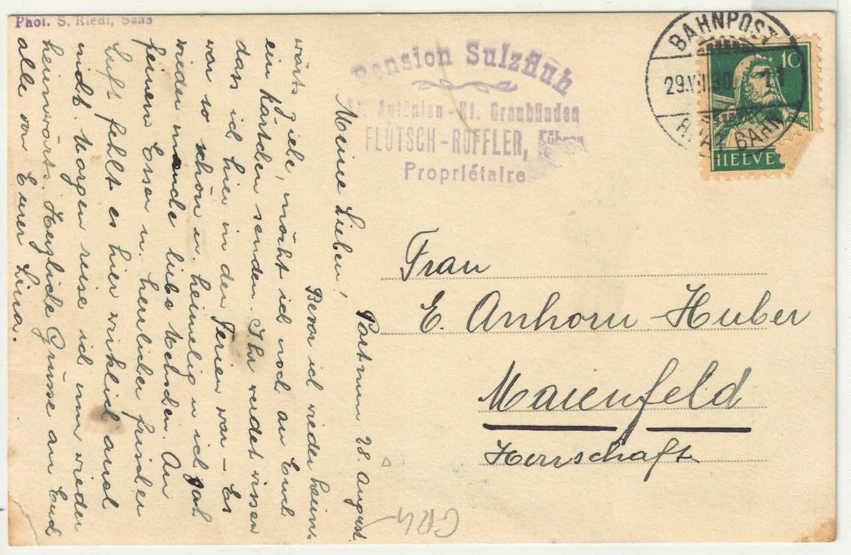 Cartoline postali: Partnun - Pension Sulzfluh – Usato da Ettingen venduto da Kartenplanet 1