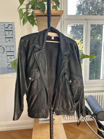 Lederjacke Topshop schwarz Grösse 38