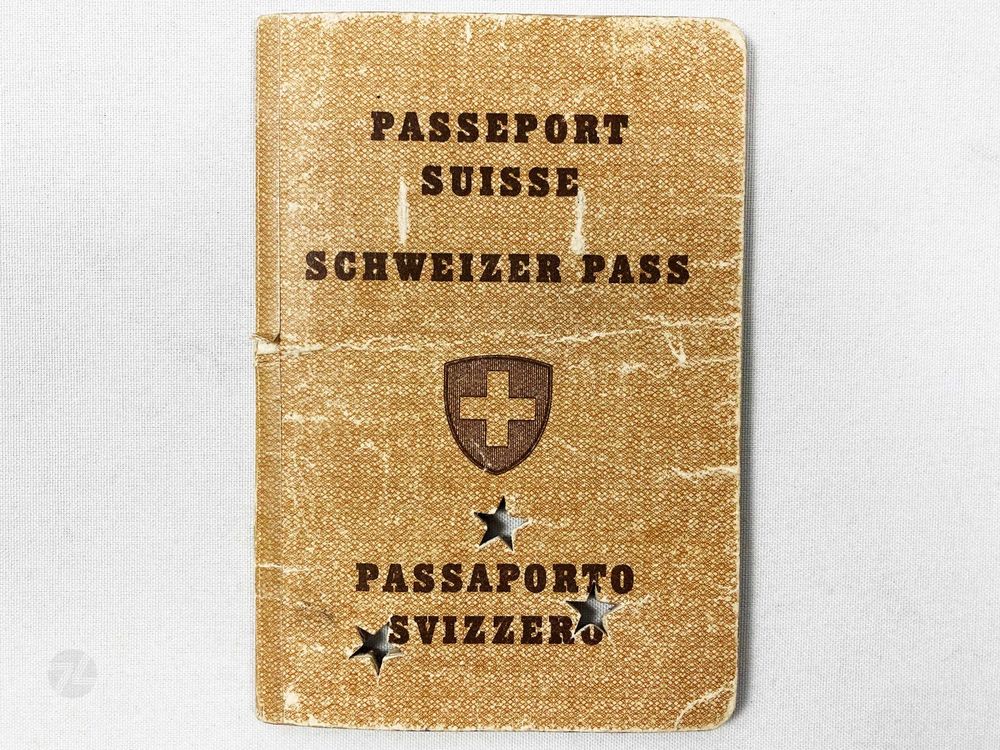 Alter CH Pass Passport Schweiz 1950 Stempel Canada India USA 1