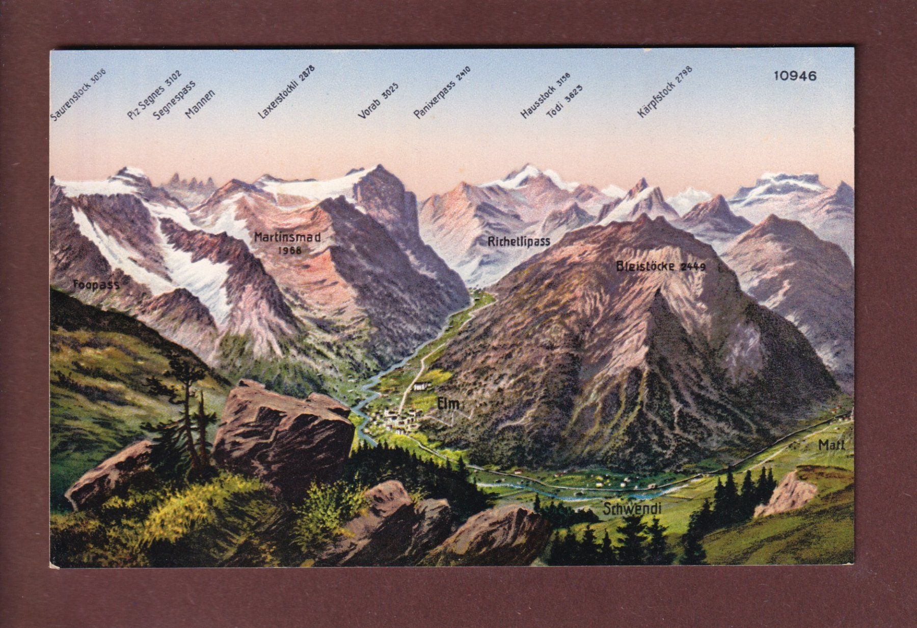 Cartoline postali: ELM und Umgebung - Vogelschau – Usato da Pully venduto da nicecards