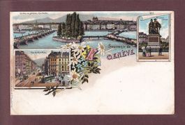 Souvenir de GENEVE Litho Blümlein // petits plis d'angle //