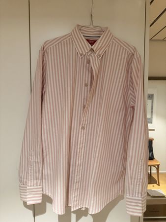 ESPRIT Herren Hemd weiss-creme-pink gestreift Grösse M Neu