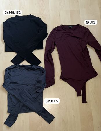 3x Langarmshirts, Damen, Grösse XXS, XS, 146/152