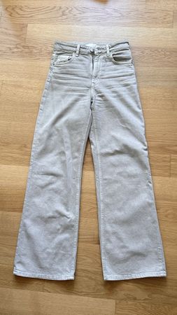 H&M Wide Leg Jeans beige Grösse 34