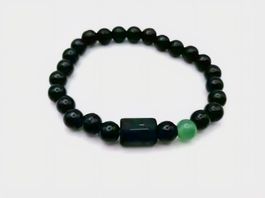 Herrenarmband Sternzeichen Waage Jade Grün und Holzperlen