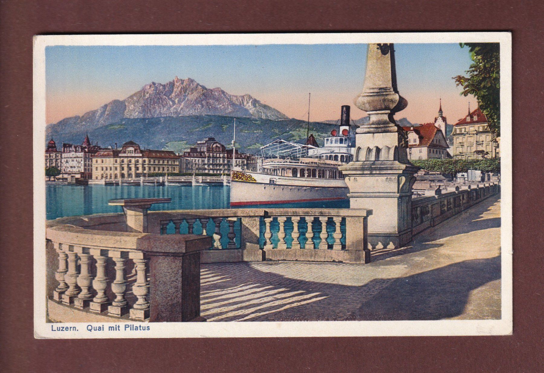 Cartoline postali: LUZERN - Quai mit Pilatus – Usato da Pully venduto da nicecards-shop