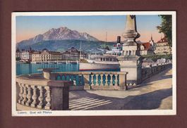 LUZERN - Quai mit Pilatus