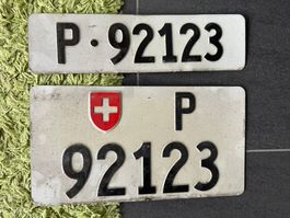 Paar Nummernschilder PTT Post 92123 antik f. Sammler