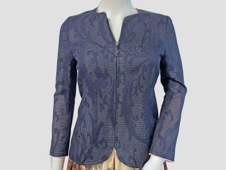 Blazer Jacke blau Couture Gr. XXS Reissverschluss VINTAGE