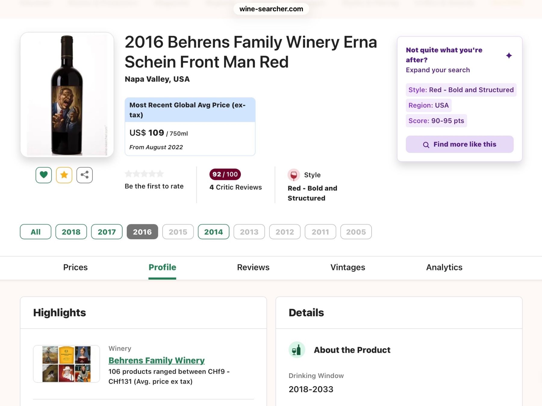 Vino: Behrens Frontmen 2016 92 Parker-Punkte – Nuovo (secondo la descrizione) da Oberdorf BL venduto da Rn3959 4