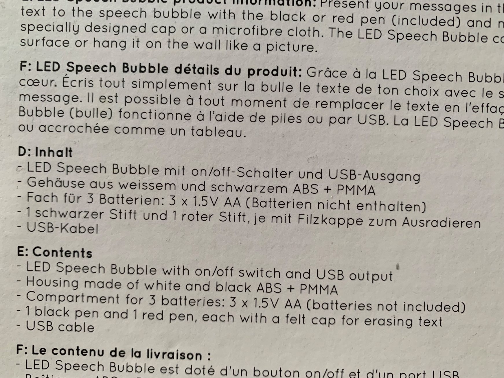 Tutte le decorazioni: LED Leuchttafel Speech Bubble Dekolampe neu – Nuovo e nell'imballaggio originale da Giswil venduto da Pingu109 4