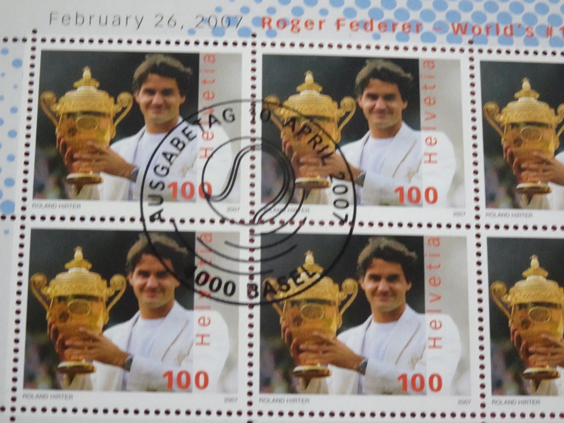 Tutti i francobolli: 2007 KLEINBOGEN ROGER  FEDERER, AUSGABETAG – Nuovo (secondo la descrizione) da Eschenbach SG venduto da eDaisy 1