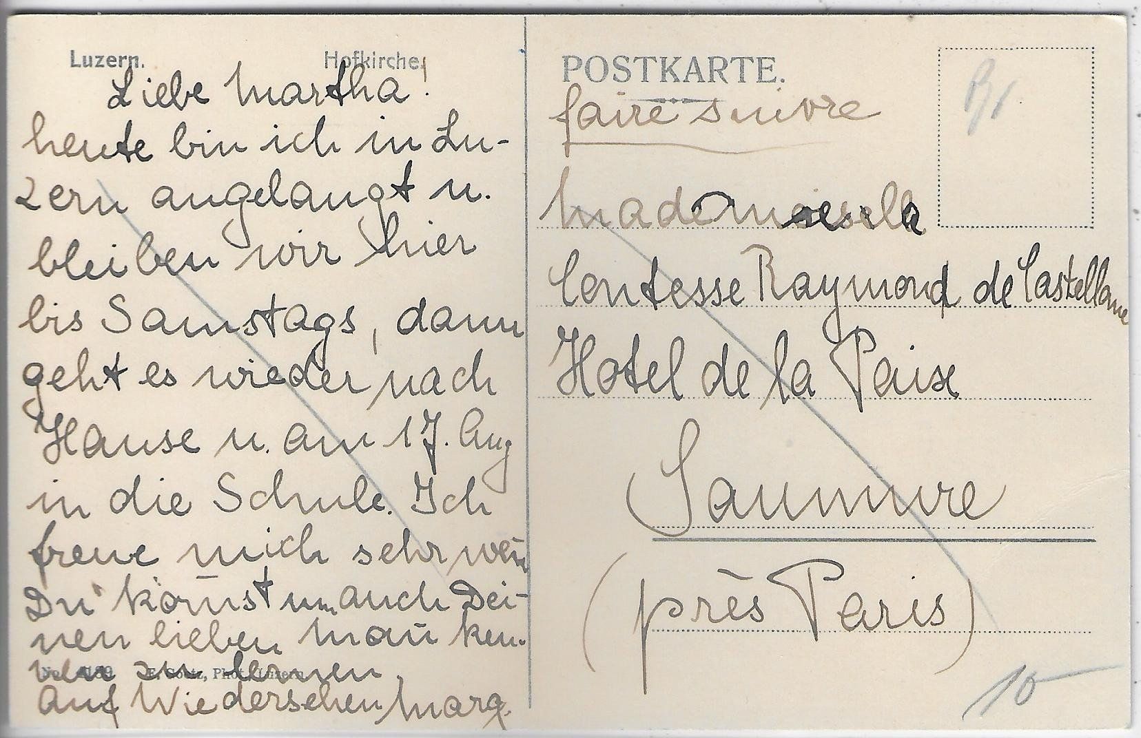 Cartoline postali: Luzern - Hofkirche - animee belebt - Litho – Usato da Ettingen venduto da Kartenplanet 1