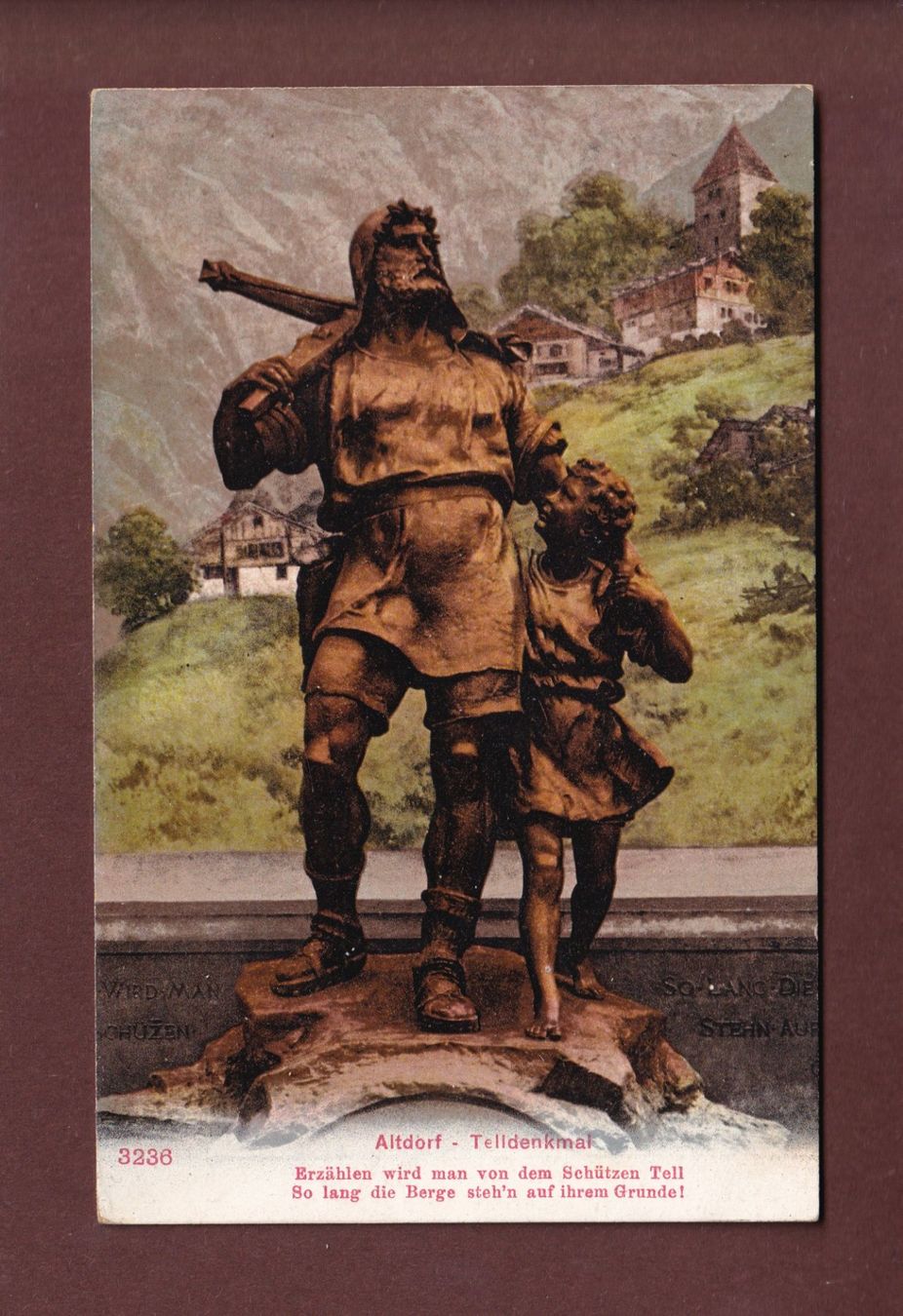 Cartoline postali: ALTDORF - Tell-Monument - 1908 – Usato da Pully venduto da nicecards-shop