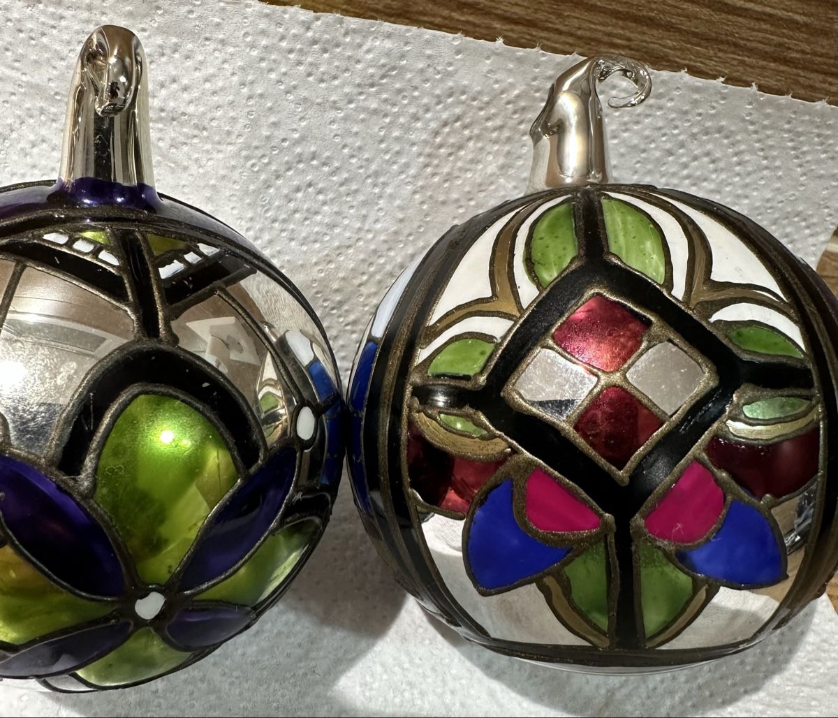 Tutte le decorazioni: Weihnachtskugeln, 2er Set, Glas, Handbemalt, Vintage Stil – Usato da Oberentfelden venduto da vilibrand 3