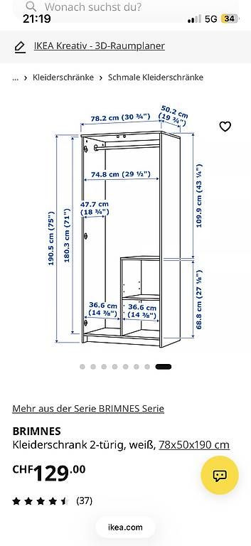 Schränke: IKEA BRIMNES KLEIDERSCHRANK – Gebraucht aus Basel von Eidechse32 2