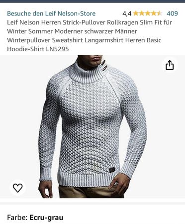 Leif Nelson Strick Pullover ecru weiss Grösse XL