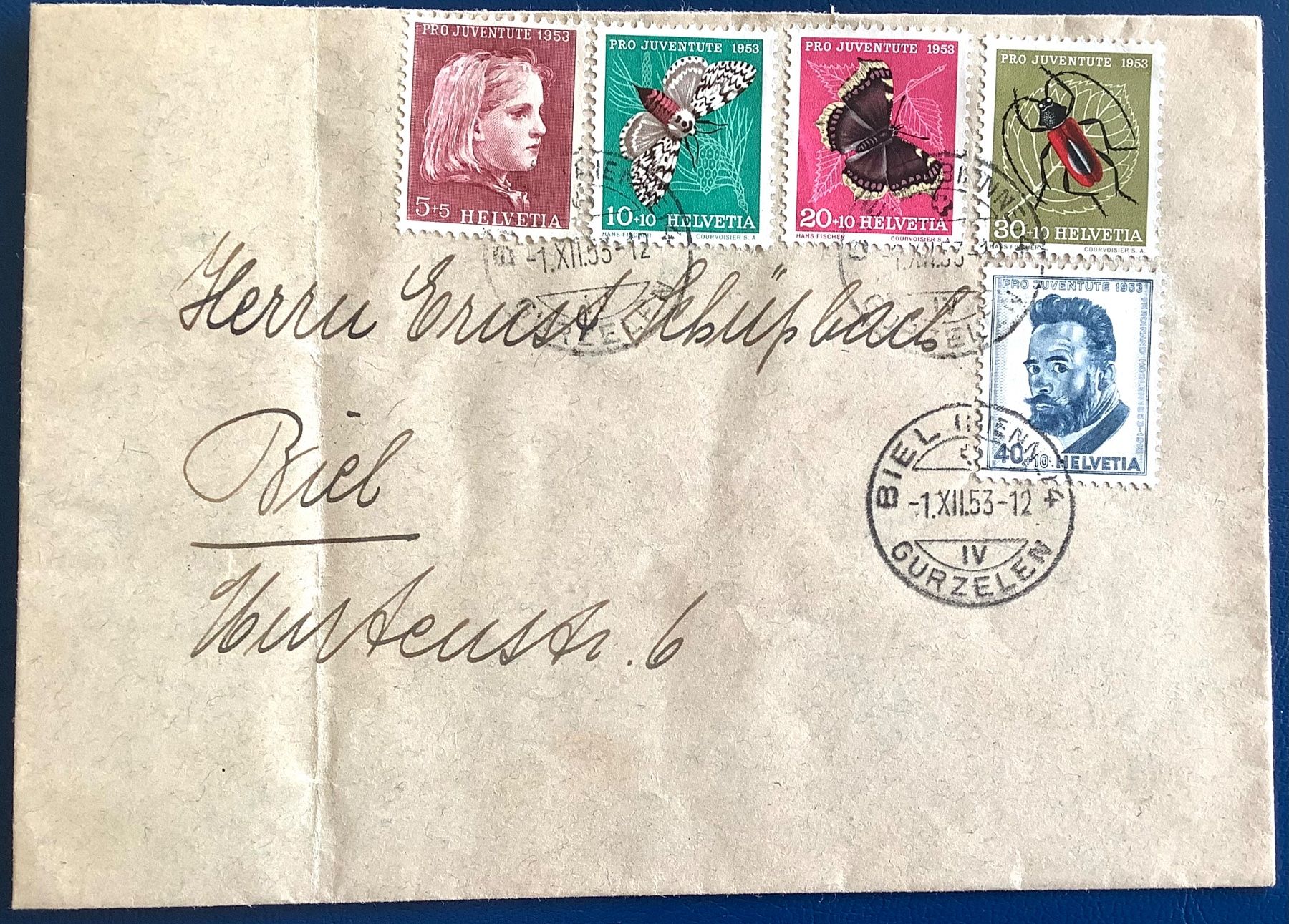 Tutti i francobolli: 1953 FDC - Pro Juventute -  Bienne  - Biel – Usato da Liestal venduto da Pep3