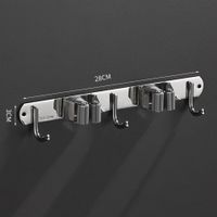 Mopp Besen Edelstahl Halter Wandmontage 2xClip 3xHaken