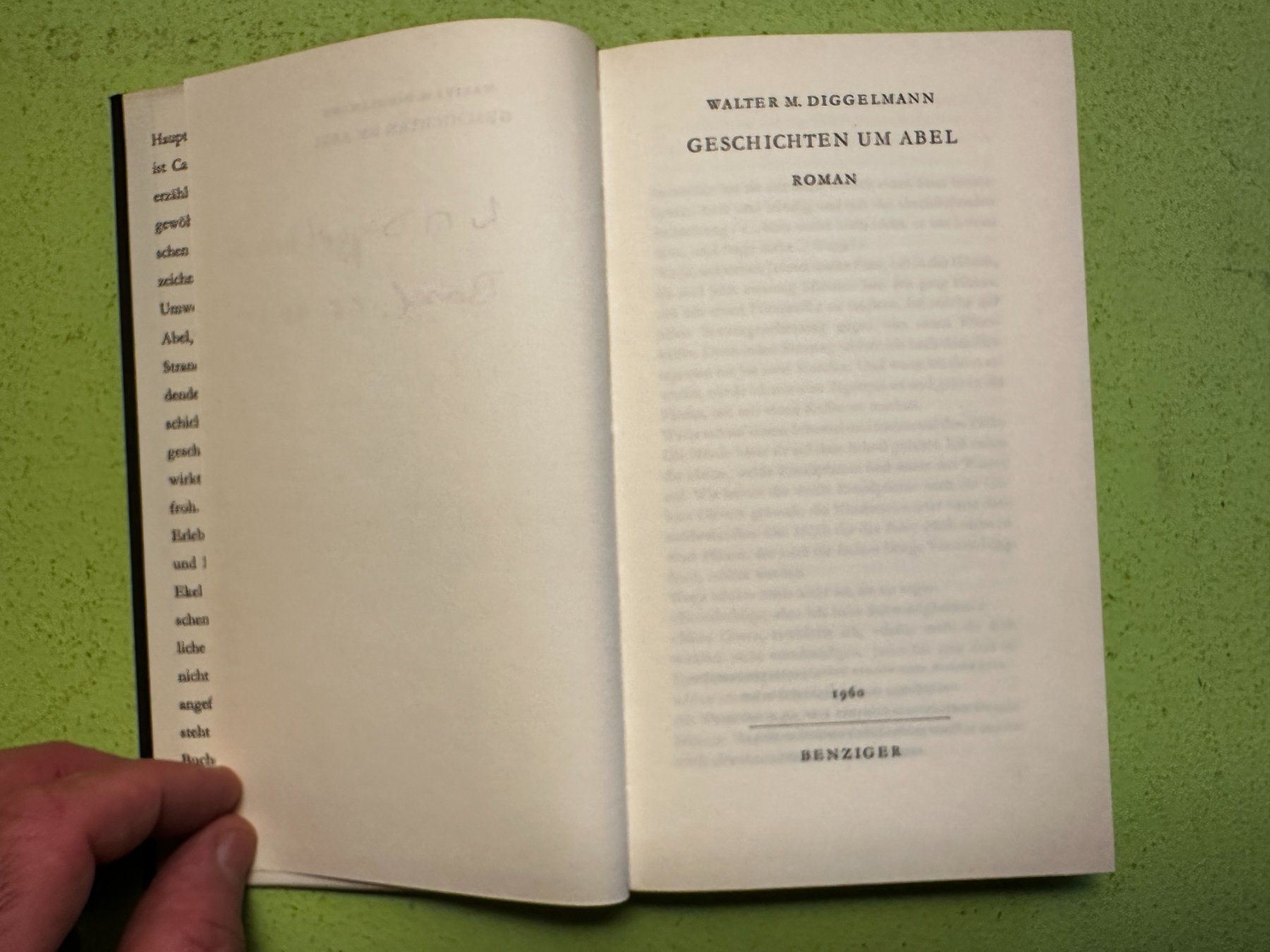 Libri: Walter M Diggelmann: Geschichten um Abel. Roman. – Usato da Zürich venduto da allp 3