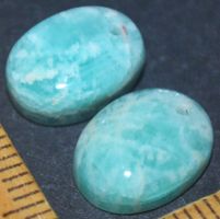 Anhänger Paar mit Loch L-3340 – Grüner Amazonit Cabochon