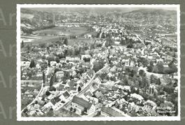 AK sw Riehen BS Flugaufnahme,Bettingerstrasse/Lörrach ≈1958