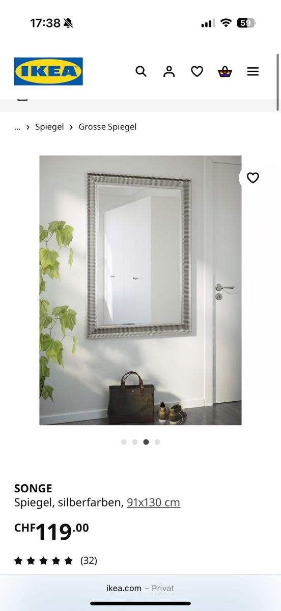 Ikea Specchi: Spiegel Songe (neuwertig) – Nuovo (secondo la descrizione) da Rorbas venduto da erdbeeri91