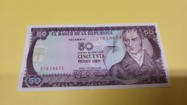 Kolumbianische 50 Peso Gold Note 1980, Sammlerstück