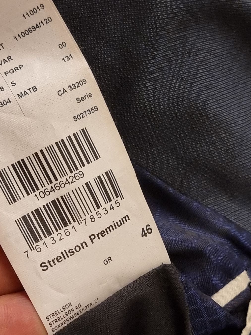 Strellson Completi: Strellson Premium Line Herrenanzug blau – Usato da Humlikon venduto da Harvey007 6