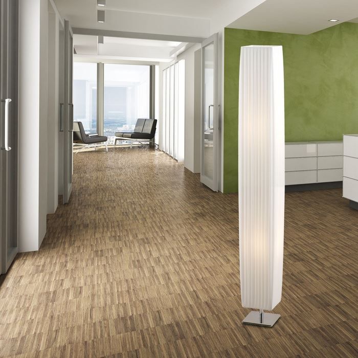 Lampade: Stehlampe chrom, Textil weiss, Schalter – Nuovo e nell'imballaggio originale da Bottighofen venduto da traumlampen
