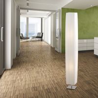 Stehlampe chrom, Textil weiss, Schalter