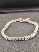 Vintage 925er Silber Unisex Tennis Armband mit Zirkonia Top