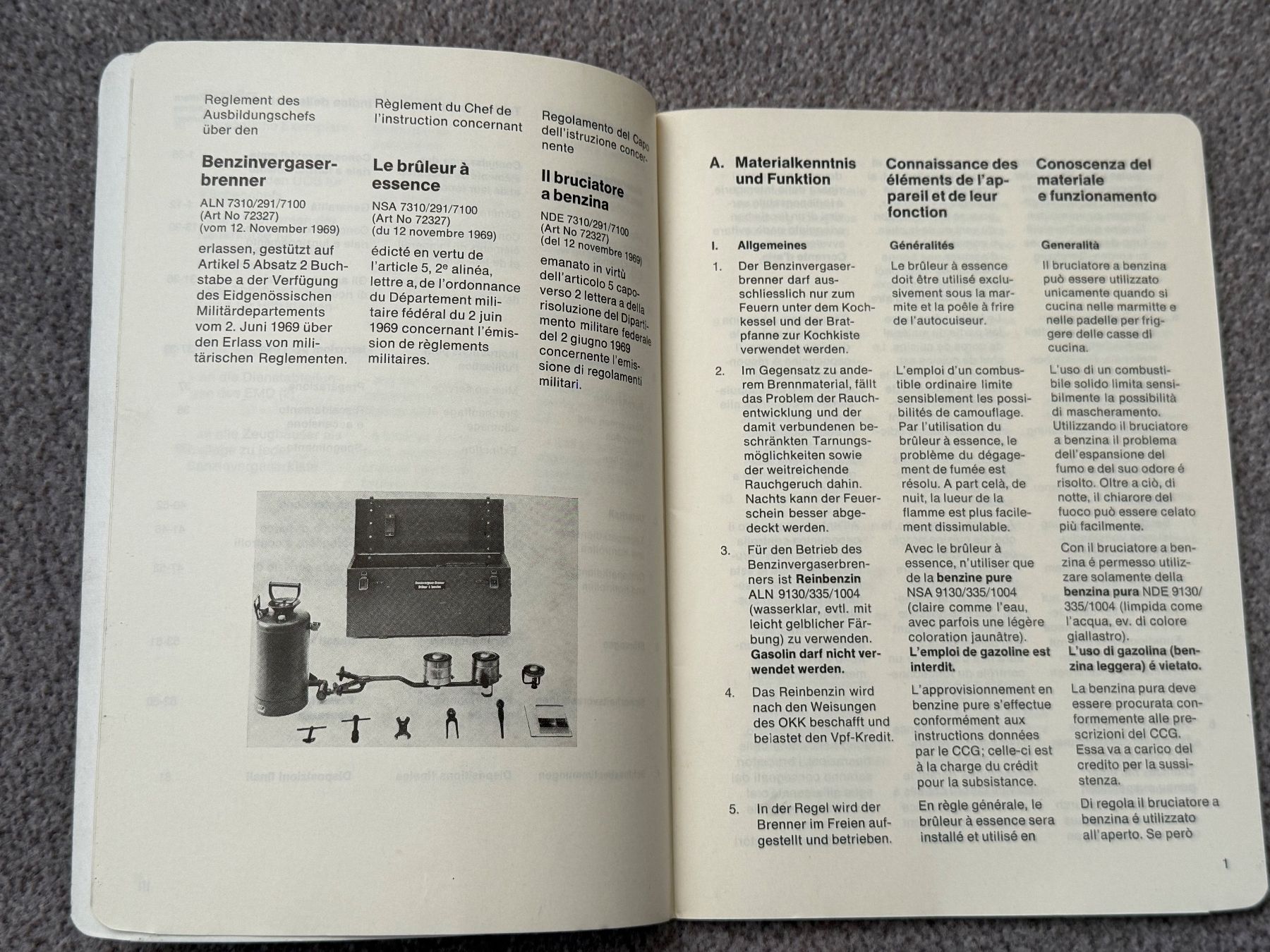 Libri: Reglement: Der Benzinvergaserbrenner - Schweizer Armee – Usato da Brütten venduto da Hst1 2