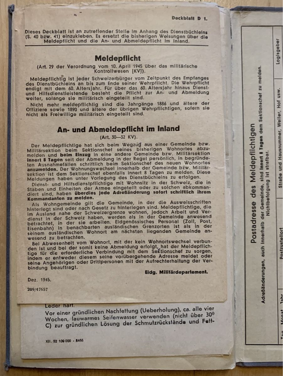 Libri: Altes Dienstbüchlein der CH Armee – Usato da Goldingen venduto da Bergler012 9