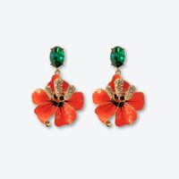 Stilvolle Blumen-Tropfen-Ohrringe in Orange