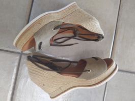 Cinque Espadrilles, Keilabsatz- Sandalen grün Gr. 39 NEU