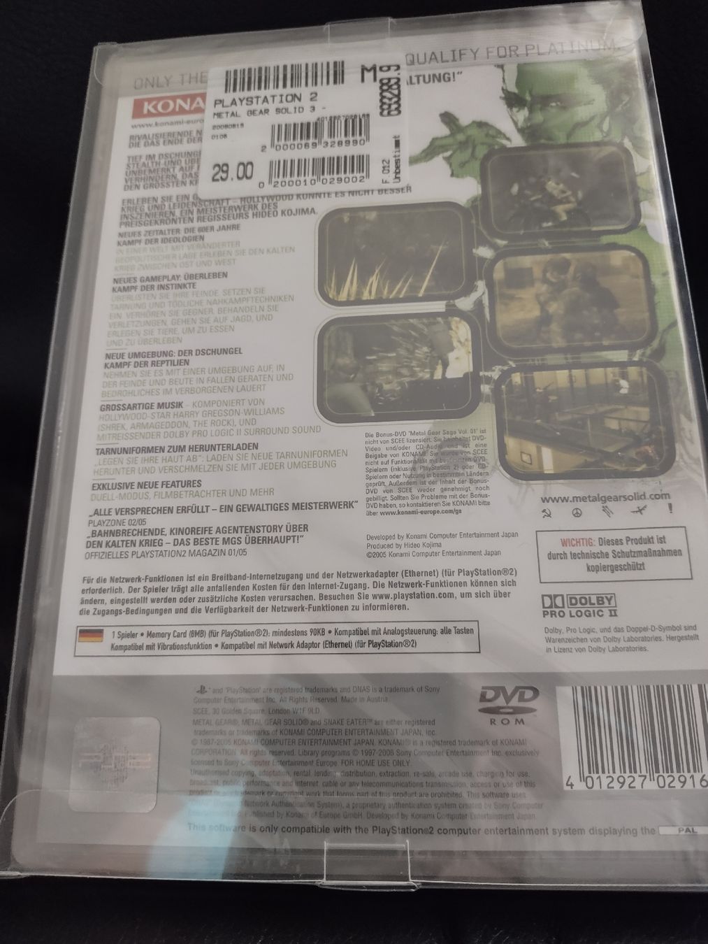Sony Giochi: Metal Gear Solid 3 Snake Eater PS2 Platinum neuf scellé DE – Nuovo e nell'imballaggio originale da Fribourg venduto da PastGame 1