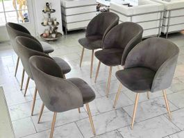 6 Polsterstühle Samt grau