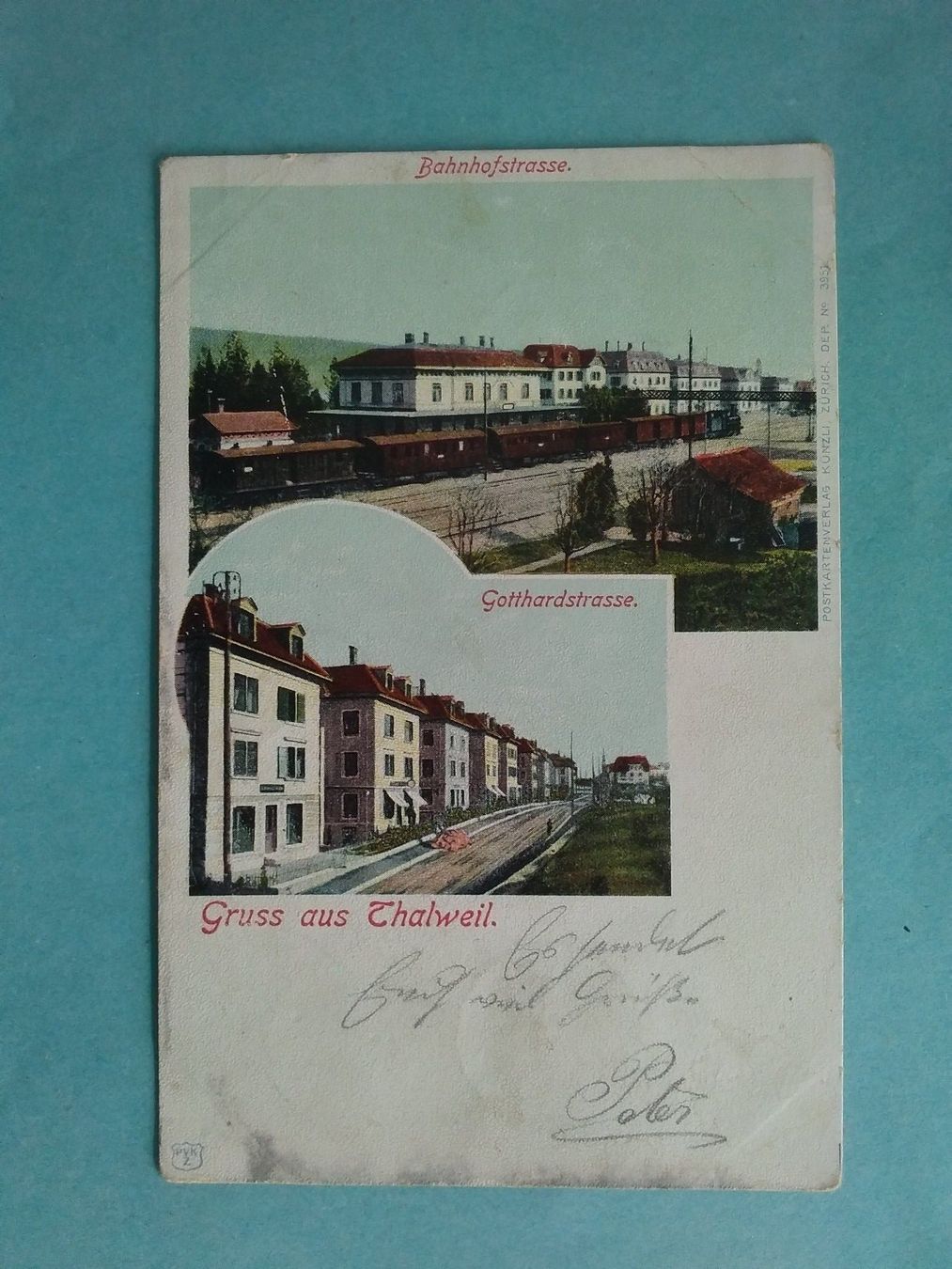 Cartoline postali: ZH Thalwil Thalweil Bahnhof- + Gotthardstrasse Eisenbahn – Usato da Appenzell venduto da lama19