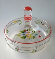 Glasschale - Deckelschale vintage - 40er Jahre / Dm 19 cm