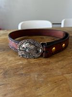Ceinture cuir marron boucle Harley Davidson USA 2e amendemen