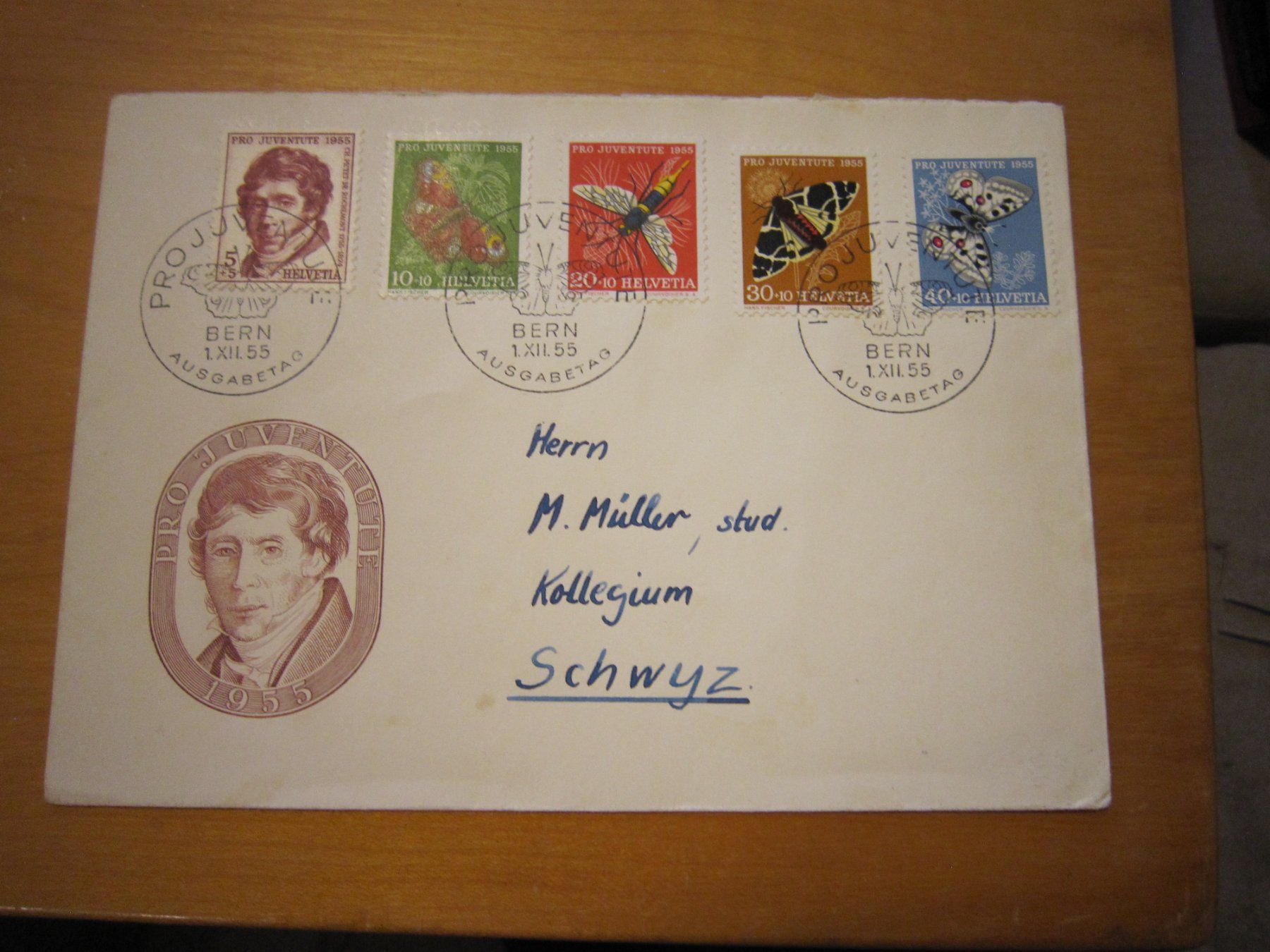 Tutti i francobolli: PJ 1955 FDC mit Adresse – Usato da Gordola venduto da Polentaefung