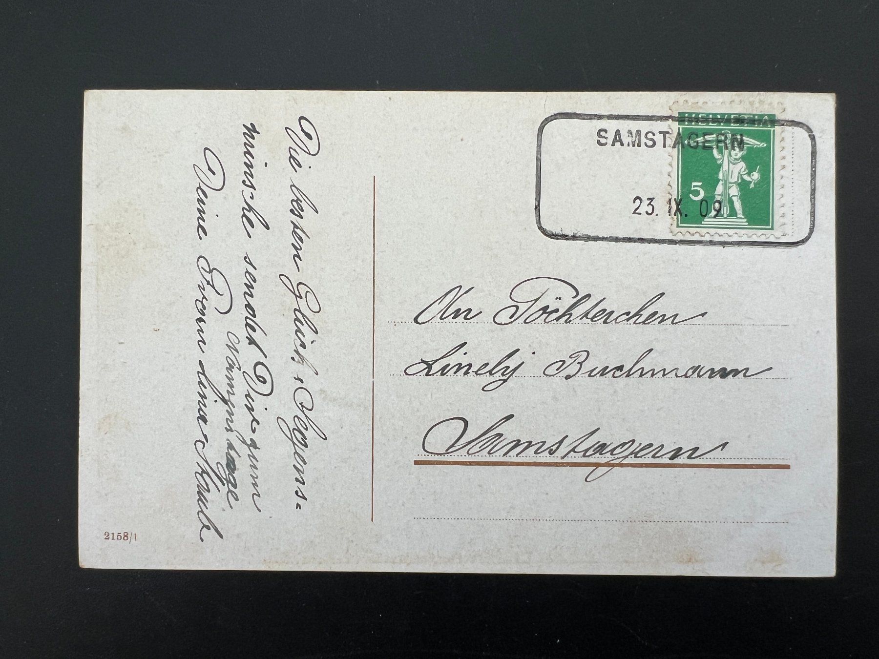 Cartoline postali: Ansichtskarte Mädchen Litho Bahnhofstempel 1909  (V140) – Usato da Hinwil venduto da Sidi4 1