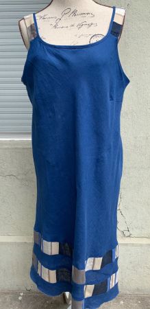 Robe à bretelles MADE IN ITALY bleu et beige L-XL