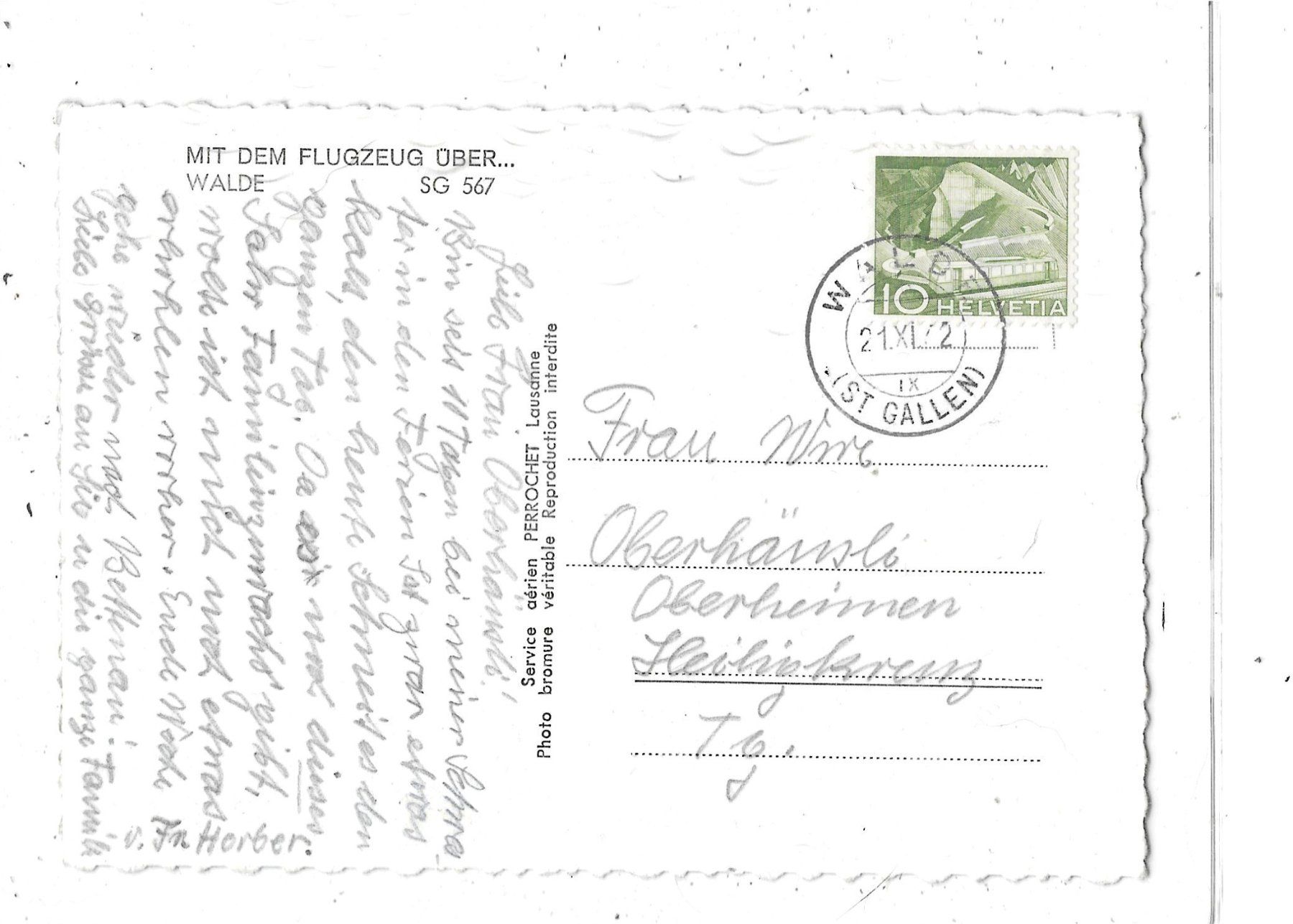 Cartoline postali: SG Walde 1952 mit dem Flugzeug über... – Usato da Schocherswil venduto da Wilare 1