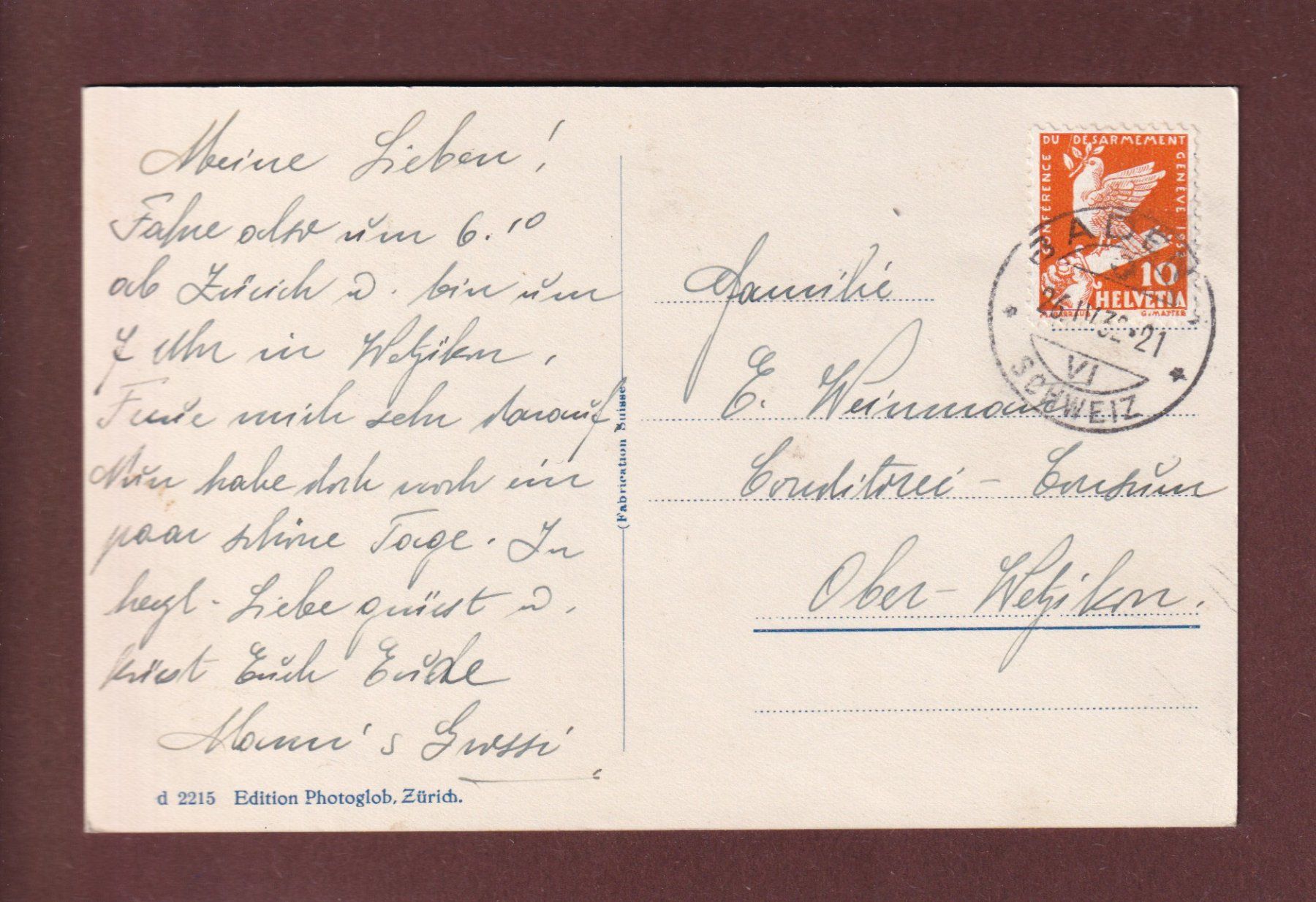 Cartoline postali: BADEN - Landvogteischloss - 1932 // Eckbug // – Usato da Pully venduto da nicecards 1