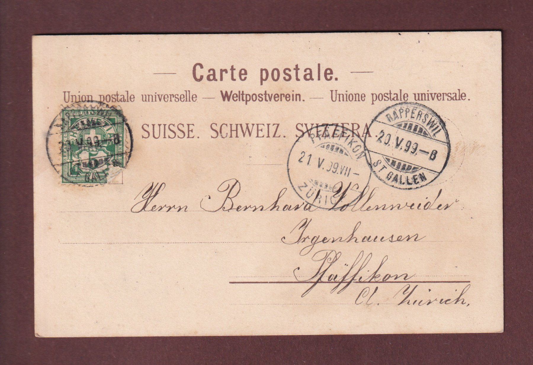Cartoline postali: Gruss vom VIERWALSTÄTTERSEE - 1899 – Usato da Pully venduto da nicecards 1
