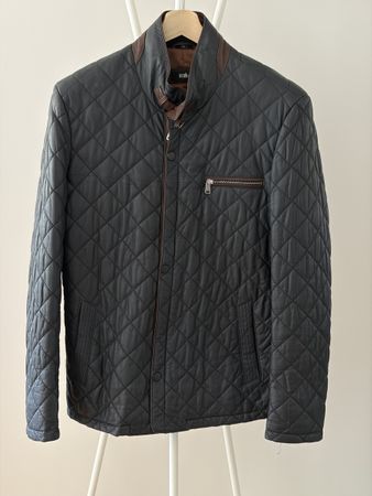DERISSE Lederjacke, gesteppt Barbour-Stil