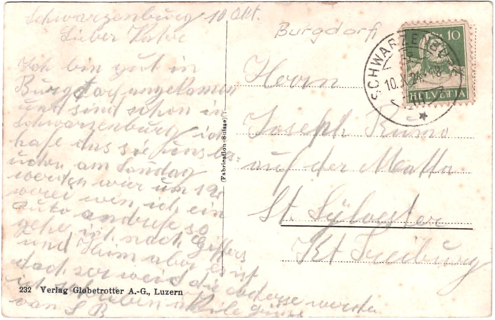 Cartoline postali: BURGDORF - Generalansicht ca. 1915 (BE) – Usato da Oberdorf BL venduto da Hopfehuepfer 1