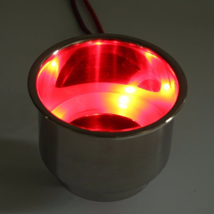 12 Volt Einbau-Getränkehalter INOX mit roter LED-Beleuchtung